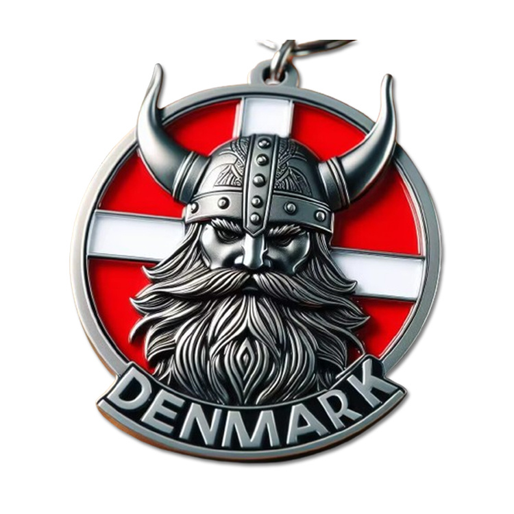 Factory Customised Design Zinc Alloy Metal Viking Ship Copenhagen Denmark Souvenir Keychain