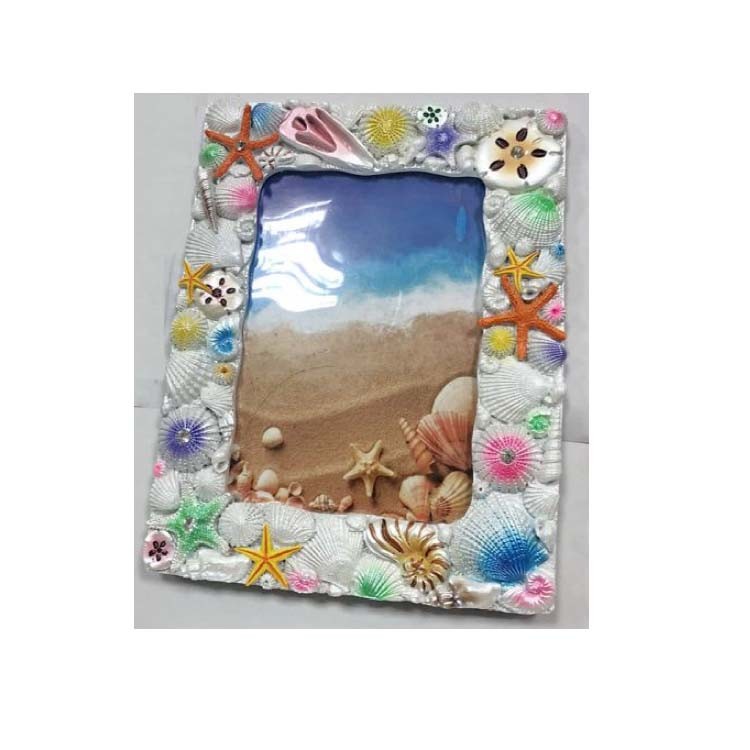 Custom Logo Tourist Souvenir Beach Polyresin Resin Picture Photo Frame with Seashell