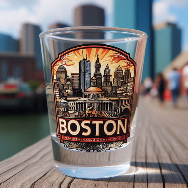 Factory Customized Logo Massachusetts Skyline Building Design Boston Souvenir Shot Glass