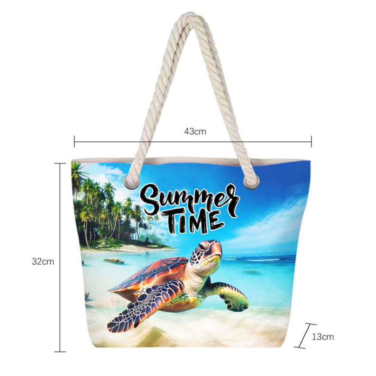 Custom Logo Canvas Tropical Palm Tree Coconut Tree Souvenir Beach Bag Sea Turtle Bag