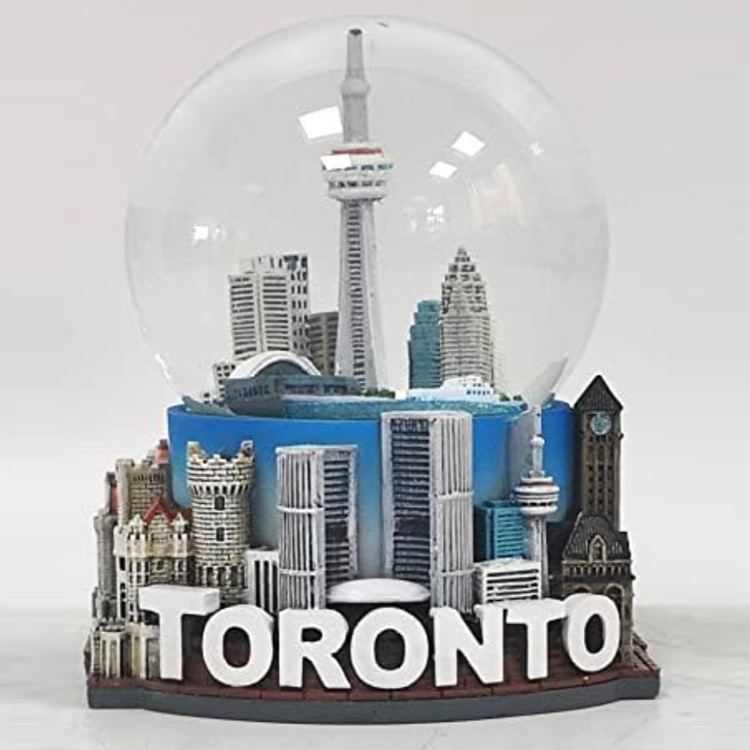 Customized Polyresin 3D Building Canada Water Globe Toronto Souvenir Snow Globe