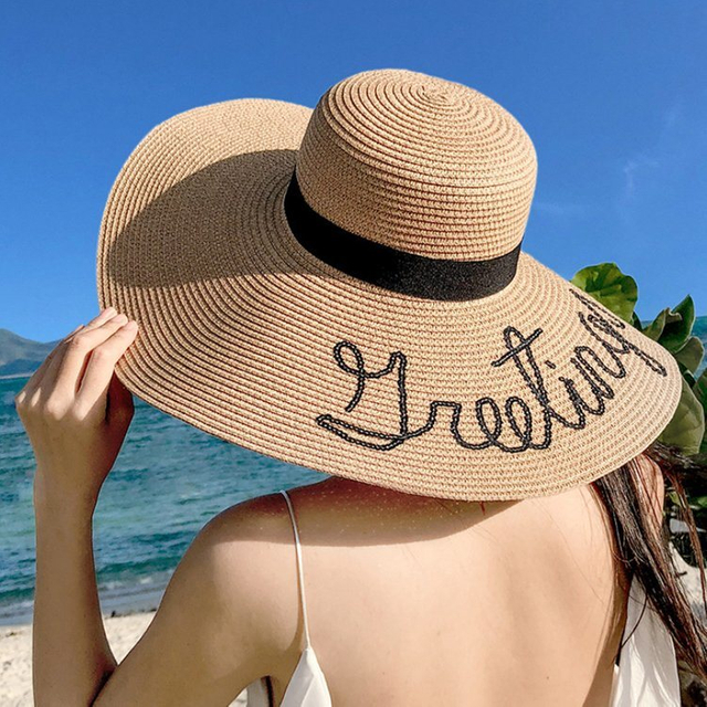 Wholesale Outdoor Sun Foldable Lady Beach Summer Women Straw Hats with Custom Logo