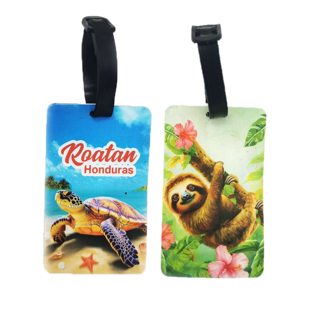 Customised Print Tourist Souvenir Cruise Sloth Luggage Tag Custom Logo PVC Leather Luggage Tag