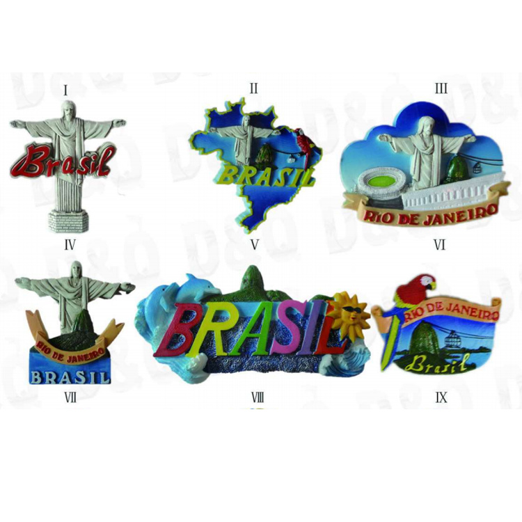 Custom Resin Handmade Brazil Tourist Brasil Souvenir Fridge Magnet