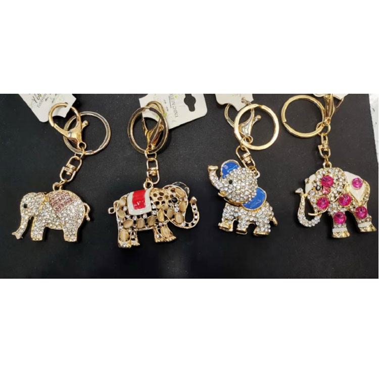 Luxury Crystal Women′s Bag Rhinestone Elephant Keychain for Promotion Gift