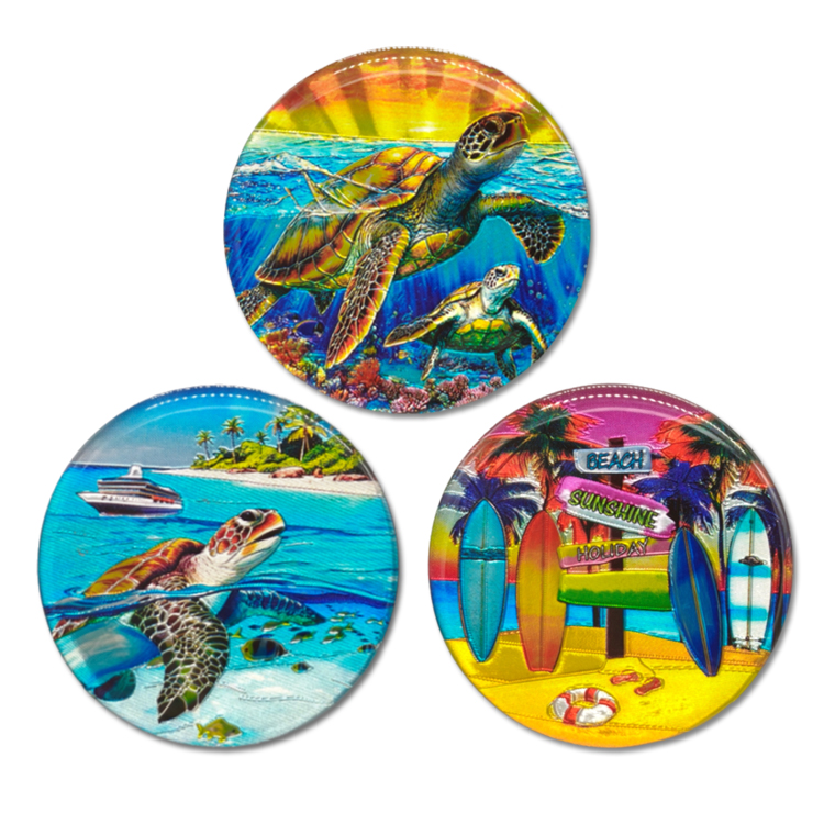 Factory Customized Logo Travel Gift Epoxy Wooden Palm Tree Beach Turtle Cayman Islands Souvenir Fridge Magnet