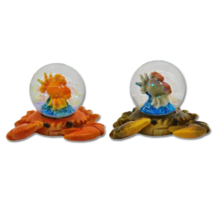 Custom Logo Design Sea Animal Beach Souvenir Miniature Resin Water Globe Crab Snow Globe