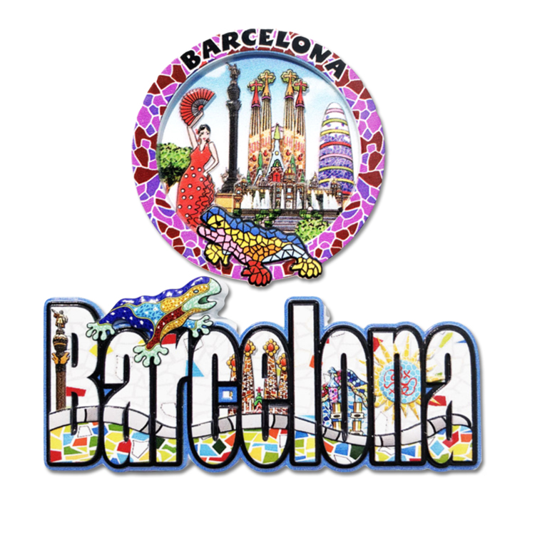 Custom Logo Printing Beach Resin Refrigerator Magnet Spain Souvenir Costa Brava Fridge Magnet