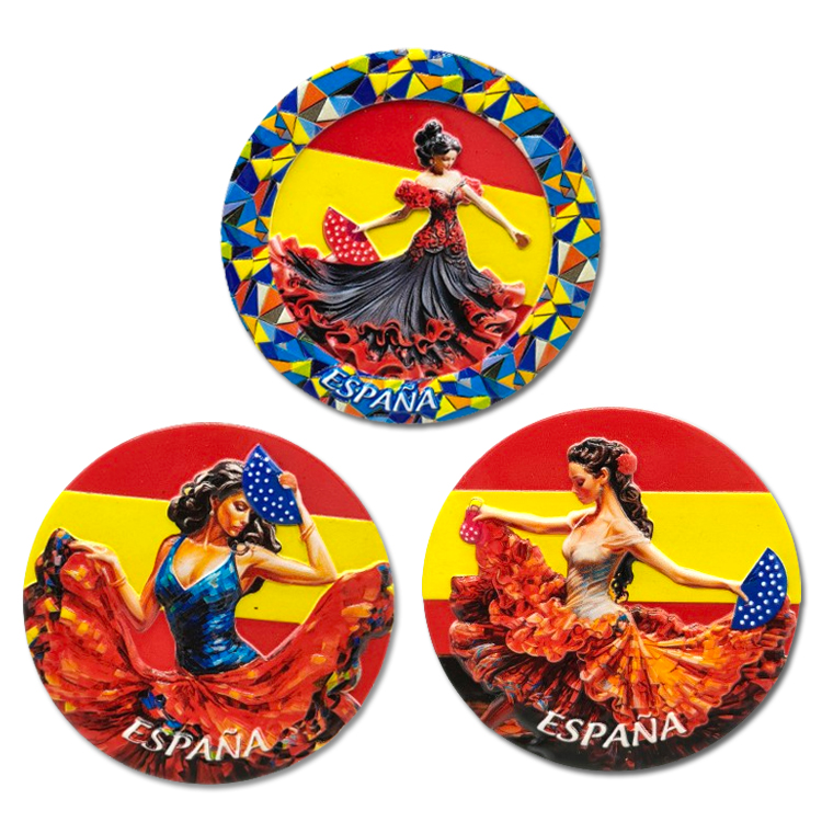 Factory Customized Resin Printed Madrid Espana Espana Flamenco Dancers Sevilla Souvenir Fridge Magnet