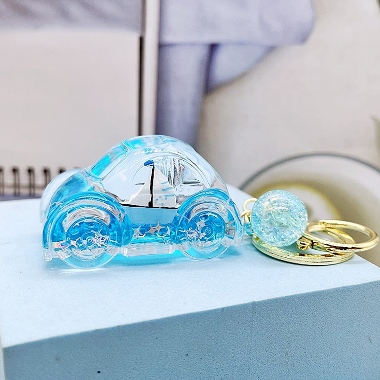 Wholesale Acrylic Plastic Cartoon Beach Nautical Drift Bottle Keychain Tourist Souvenir Sailboat Liquid Oil Ocean Keychain