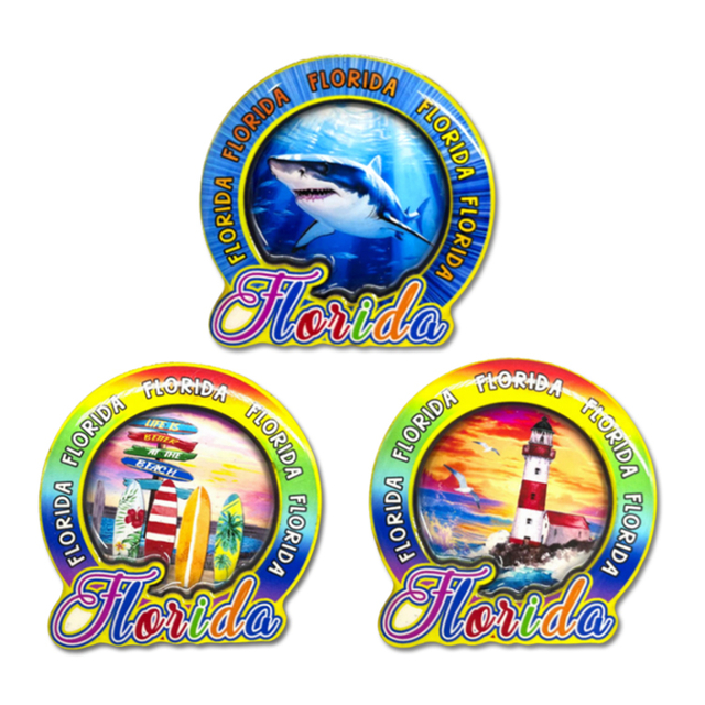 Custom Logo Epoxy Wood USA Beach Refrigerator Magnet Sunset Virginia Beach Souvenir Fridge Magnet