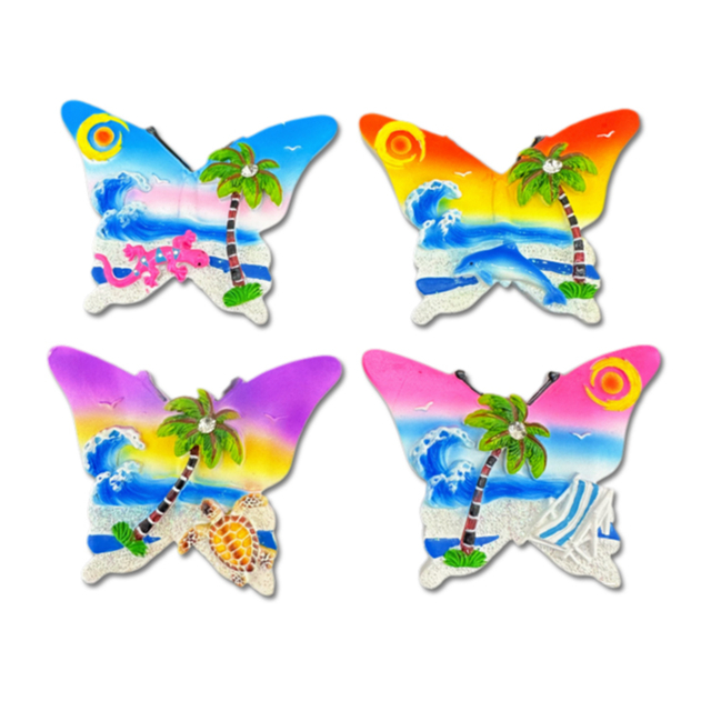 Handmade Hand Printed Tourist Souvenir 3D Resin Butterfly Fridge Magnets
