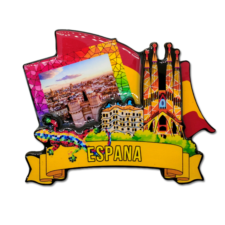 Factory Custom logo Epoxy Mdf Fridge Magnet Souvenir Benidorm Spain Wood Magnet