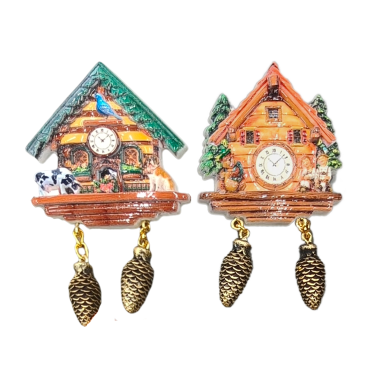 Custom Logo Resin House Schwarzwald Germany Souvenir Black Forest Cuckoo Clock Fridge Magnet