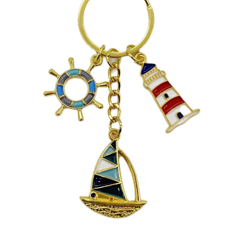 Factory Metal Lighthouse Key Chain Custom logo Nautical Souvenir Lighthouse Keychain