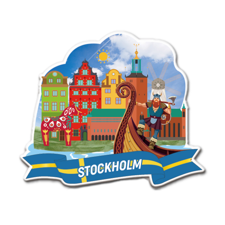 Factory Custom Design Swedish Resin Magnet Stockholm Sweden Souvenir Fridge Magnet