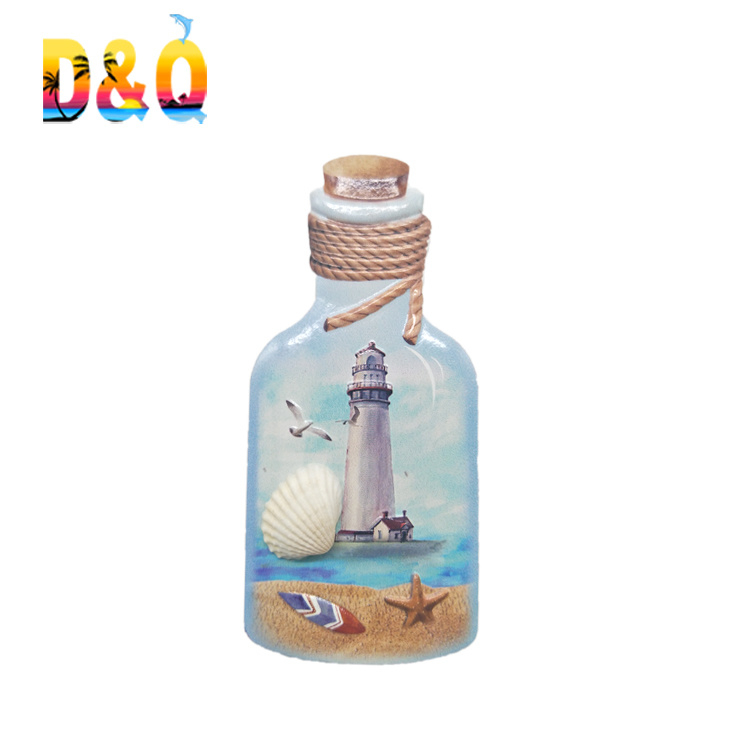 Customized Tourist Resin Bottle Shaped Maritime Gifts Nautical Souvenir Fridge Magnet