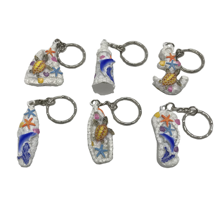 Wholesale New Sand Design Surfboard Sea Animal Keychain Beach Souvenir Resin Turtle Keychain