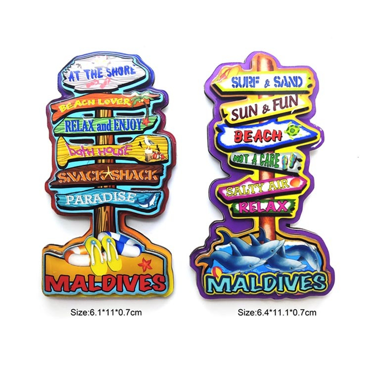 Maldives Souvenir Beach Landmark Wood Fridge Magnet