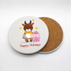 Custom Printing Cartoon Round Cork Christmas Coaster for Drinks