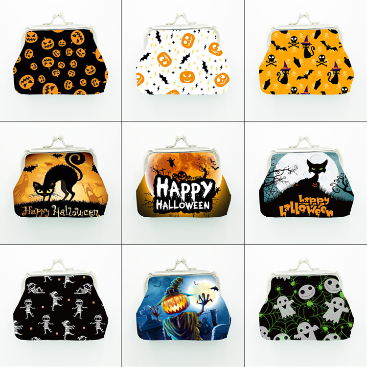 Custom Halloween Holiday Gift Wallet PU Leather Halloween Coin Purse for Women