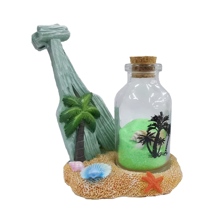 Wholesale Tropical Island Tourist Souvenir Resin Sand Bottle Ocean Animal Statue Beach Sculpture