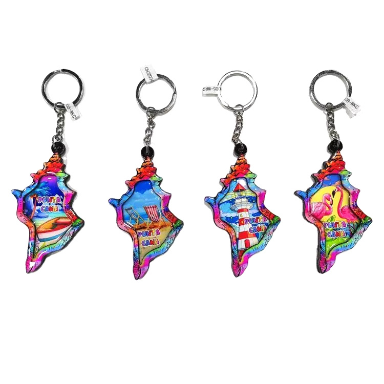 Wholesale Wood Epoxy Tourist Beach Souvenir Dolphin Keychain