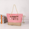 Wholesale Women Casual Summer Sequin Straw Beach Bag