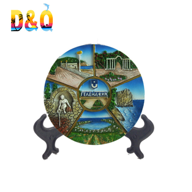 Factory Price Custom Resin Craft Tourist Souvenir 3D Landscape Plate for Home Decor