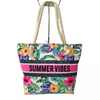 2023 Women Canvas Summer Tropical Floral Printed Beach Tote Bag Rope Handle