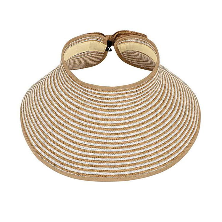 Wholesale Custom Fashion Summer Beach Foldable Sun Straw Visor Hat for Women