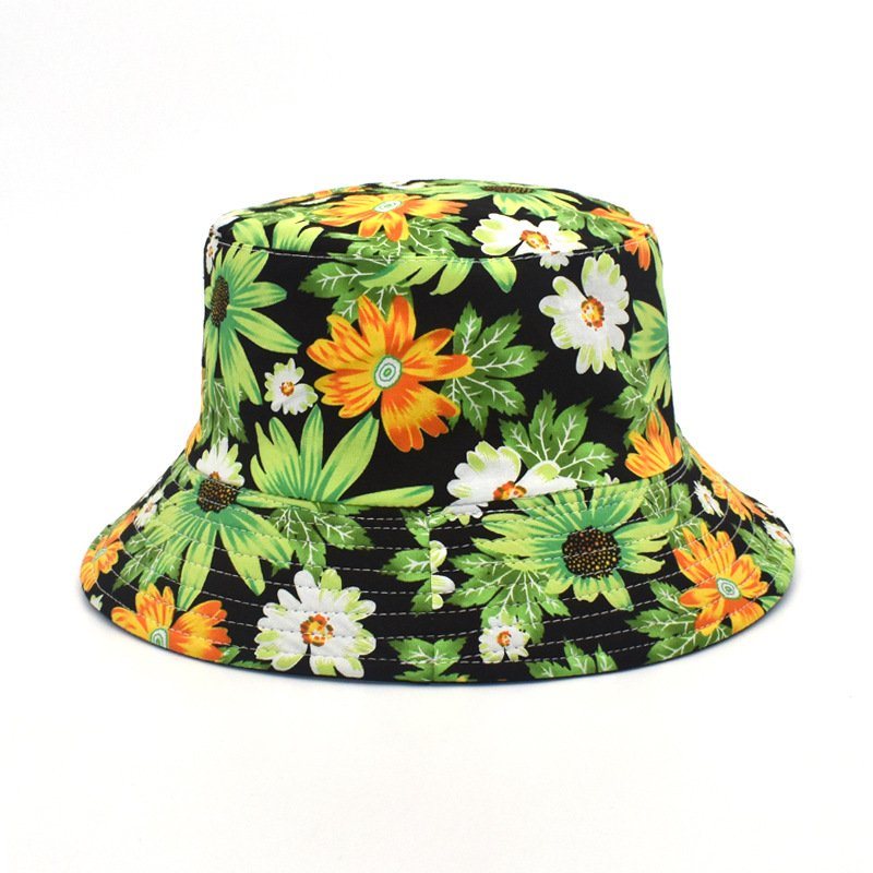 Wholesale Beach Souvenir Hawaii Tropical Flower Floral Printing Bucket Hat