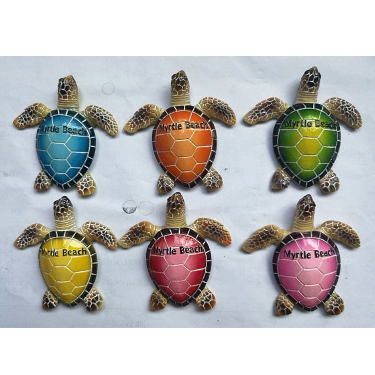 Wholesale Tourist Souvenirs Hand-Painted Resin Beach 3D Turtle Resin Fridge Magnet