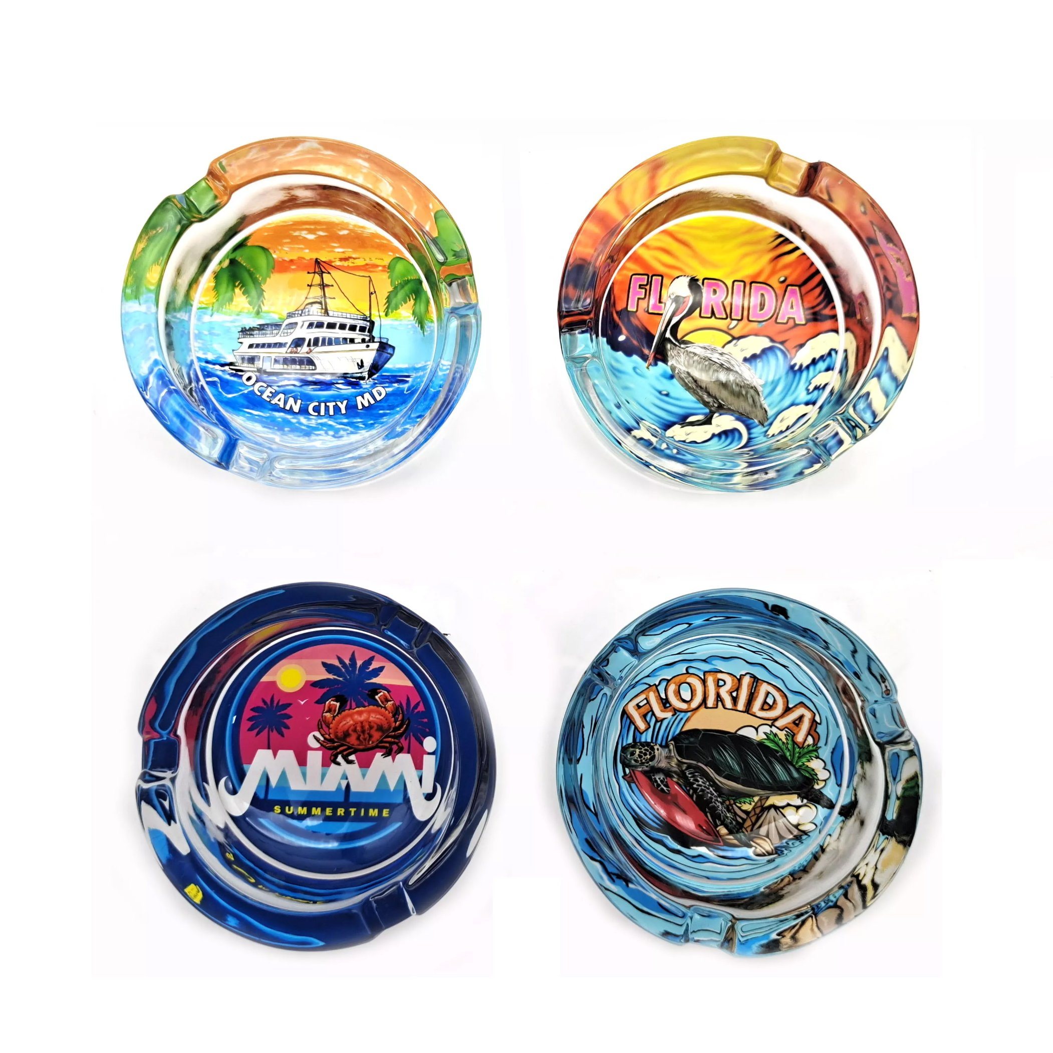 Wholesale Home Decorative Souvenir Gift Mini Portable Modern Glass Ashtray Custom