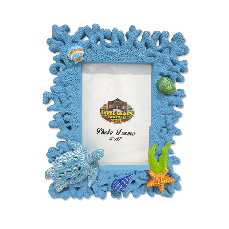 4X6 Inches Ocean Nautical Beach Souvenir Resin Shell Coral Photo Frame for Home Decor