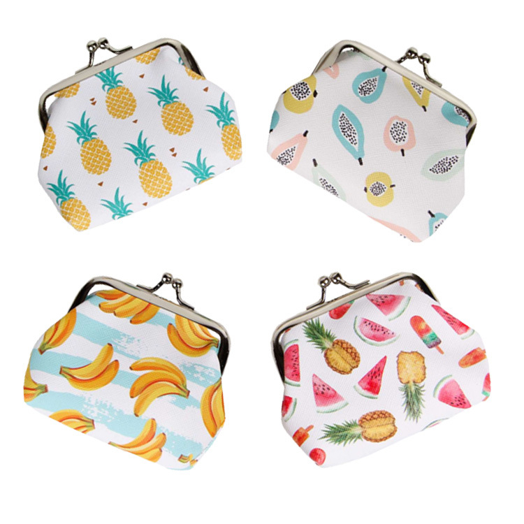 Promotion Gift PU Leather Pocket Wallet Female Cute Fruit Coin Purse