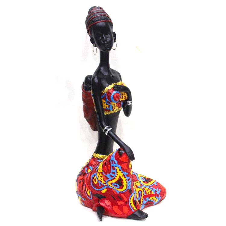 Wholesale Resin Lady Figurine Polyresin African Woman Statue for Home Decor