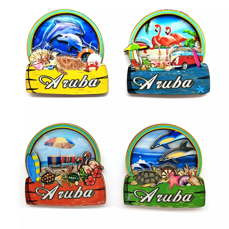 Factory Custom Tropical Island Beach Souvenir 2 Layers MDF Fridge Magnet with Epoxy