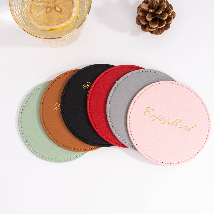 Custom Logo Printing Blank Soft PU Leather Coasters for Promotion Gift