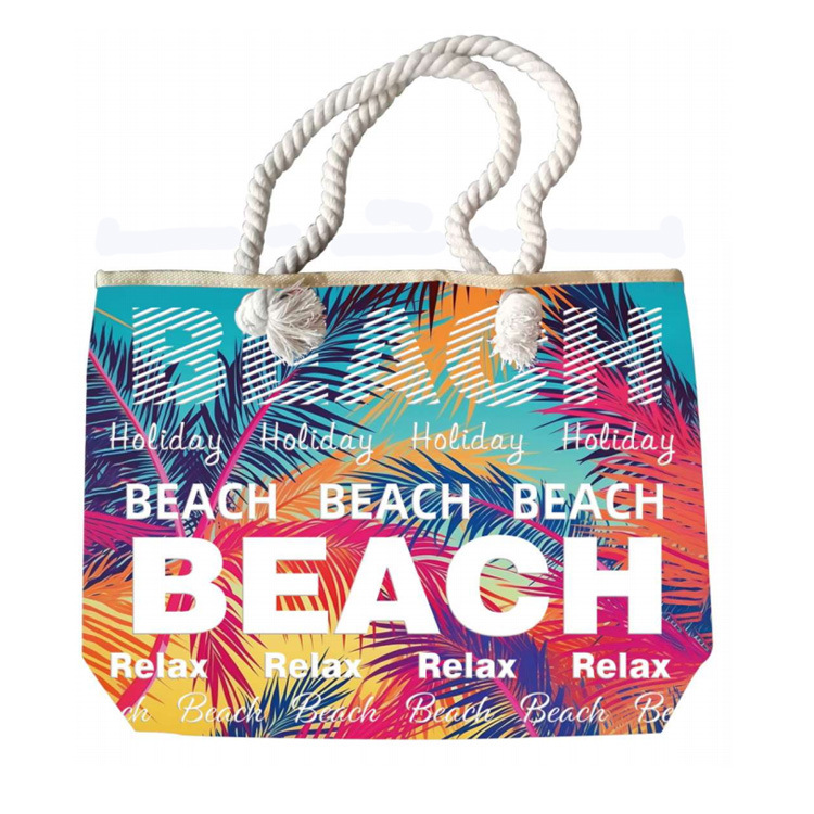 Custom Logo Canvas Women Tropical Summer Souvenir Tote Bag Flamingo Beach Bag