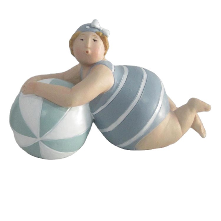 Wholesale Custom Travel Gift Statue Beach Fat Lady Figurine Resin Fat Woman Figurine