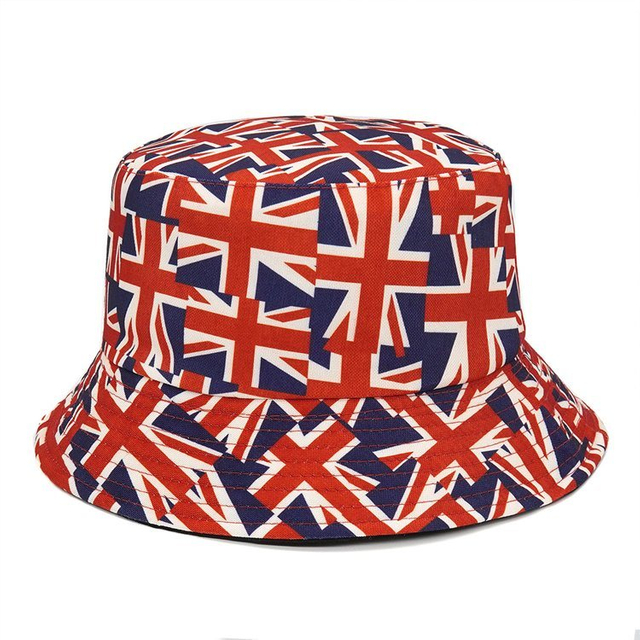 Wholesale Custom Printing Souvenir Cap Unisex Reversible Country Flag Bucket Hat Custom