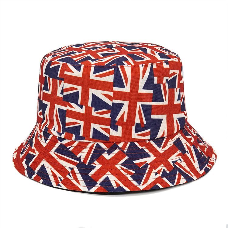 Wholesale Custom Printing Souvenir Cap Unisex Reversible Country Flag Bucket Hat Custom