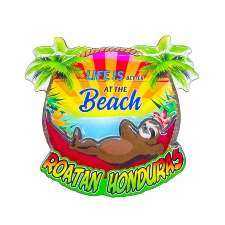 Custom Logo Wood MDF Epoxy Magnet Roatan Honduras El Salvador Souvenirs Fridge Magnet