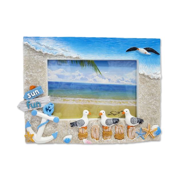 Custom Beach Home Decoration Souvenir Seagull Resin Photo Frame