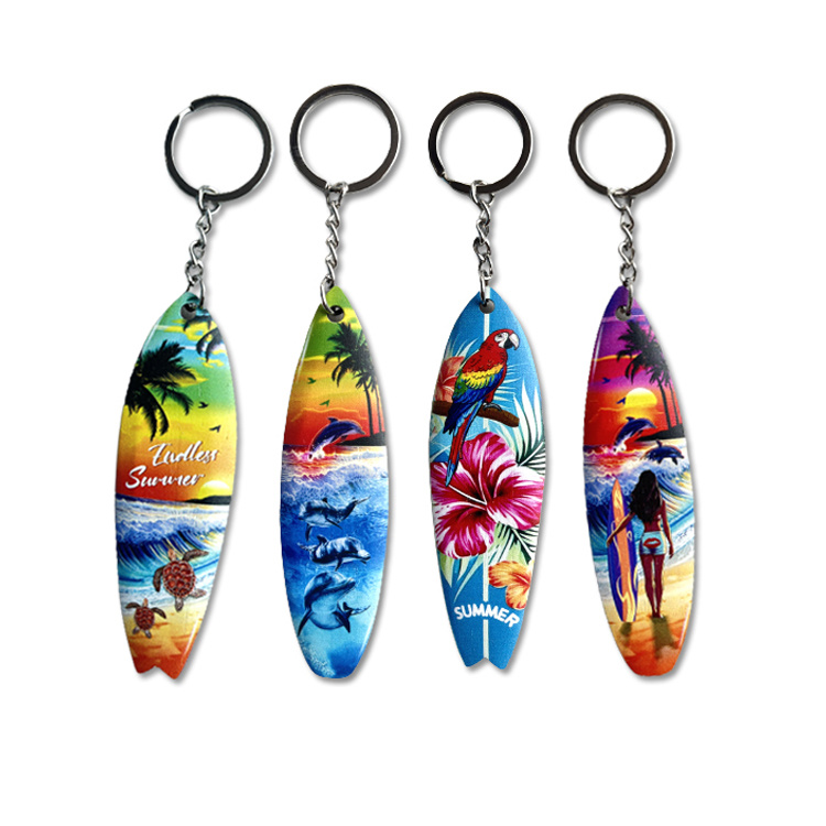 Customized Beach Turtle Tourist Souvenir Sublimation Epoxy Wood MDF Keychain for Promotion