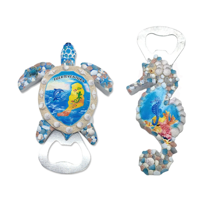 Custom Resin 3D Printing Beach Souvenir Turtle Polyresin Bottle Opener with Magnet