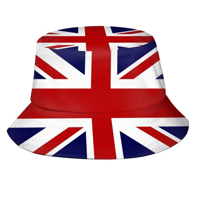 Custom Logo Print Double Sided Breathable Flag Tourist Souvenir London England Bucket Hats