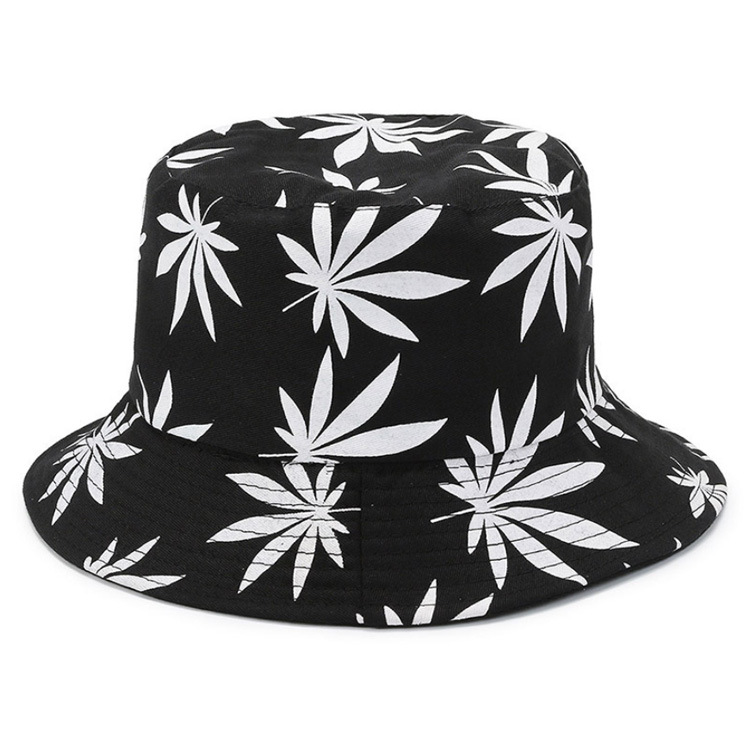 Custom Printed Fashion Fisherman Cap Jamaica Leaf Weed Bucket Hats