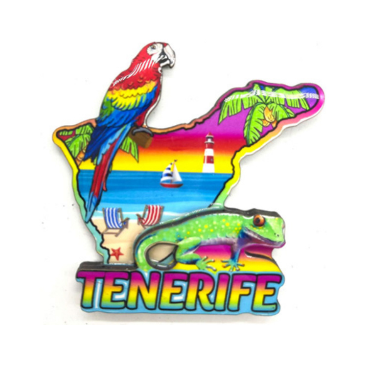 Customized Logo Wood Fridge Magnet Lizard Parrot Lanzarote Tenerife Souvenir Magnet